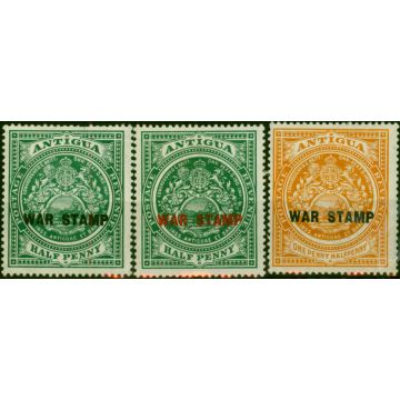 Antigua 1916-18 War Stamp Set of 3 SG52-54 Fine MM 
