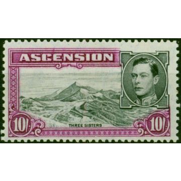 Ascension 1944 10s Black & Bright Purple SG47b P.13 Fine MNH 