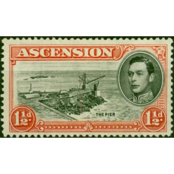 Ascension 1938 1 1/2d Black & Vermilion SG40a 'Davit Flaw' Fine LMM 