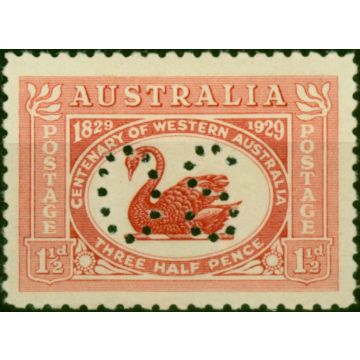 Australia 1929 Punctured OS 1 1/2d Dull Scarlet SG0120 Fine LMM 