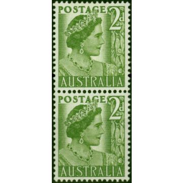 Australia 1951 2d Yellow-Green SG237a Coil Pair V.F MNH 