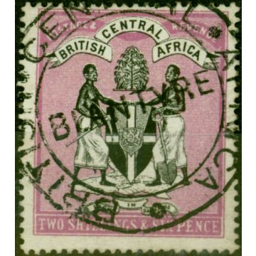 B.C.A Nyasaland 1895 2s6d Black & Bright Magenta SG26 Fine Used Fiscal Cancel