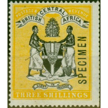 B.C.A Nyasaland 1896 3s Black & Yellow Specimen SG38s Good Unused