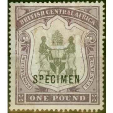 B.C.A Nyasaland 1897 £1 Black & Dull Purple Specimen SG51s Good MM