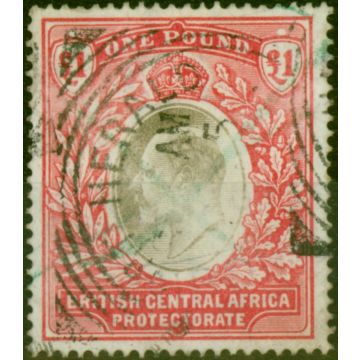 B.C.A Nyasaland 1903 £1 Grey & Carmine SG66 Good Used