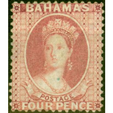 Bahamas 1882 4d Rose SG43 P.14 Fine Mtd Mint with B.P.A Certificate 