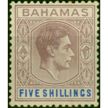 Bahamas 1938 5s Lilac & Blue SG156 Thick Paper Good MM 