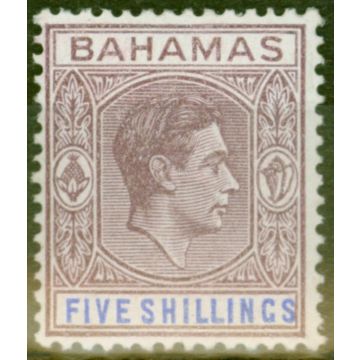 Bahamas 1942 5s Purple & Blue SG156b Fine Lightly Mtd Mint 