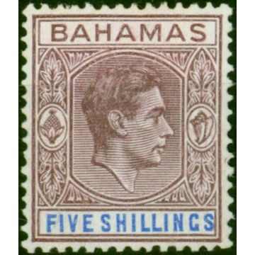 Bahamas 1942 5s Purple & Blue SG156b Ordin Paper Fine LMM 
