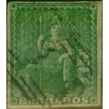 Barbados 1857 (1/2d) Yellow-Green SG7 Good Used 