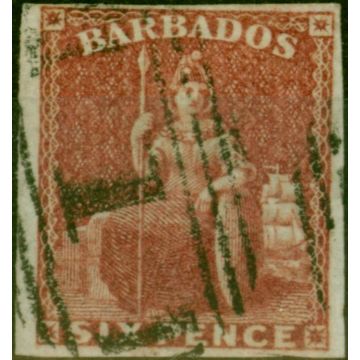 Barbados 1858 6d Deep Rose Red SG11a Fine Used