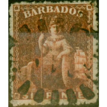 Barbados 1864 6d Orange-Red SG30 Fine Used (3)