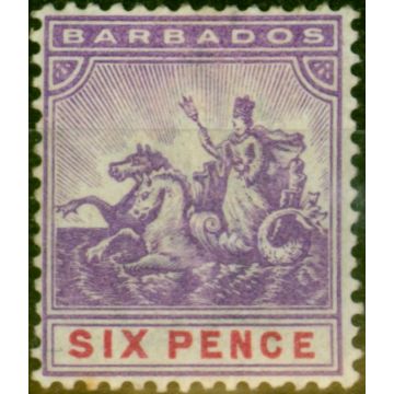 Barbados 1892 6d Mauve & Carmine SG111 Fine MM 