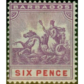 Barbados 1905 6d Mauve & Carmine SG141 Fine MM 