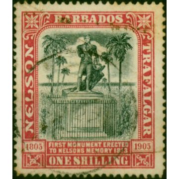 Barbados 1906 1s Black & Rose SG151 Good Used 