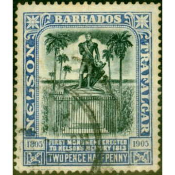 Barbados 1907 2 1/2d Black & Bright Blue SG162 Fine Used