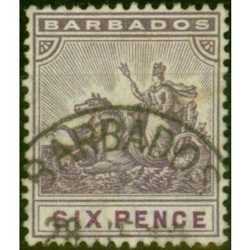Barbados 1910 6d Dull & Bright Purple SG168 V.F.U