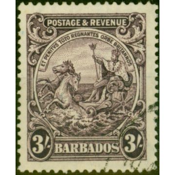 Barbados 1925 3s Deep Violet SG239 V.F.U