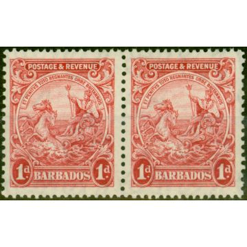 Barbados 1932 1d Scarlet SG231c P.13 x 12 V.F MNH Pair 