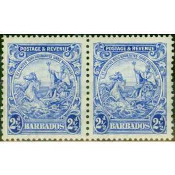 Barbados 1932 2 1/2d Bright Ultramarine SG233ab P.13 x 12 V.F MNH Pair 