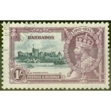 Barbados 1935 1s Slate & Purple SG244L Kite & Horiz Log Superb Used Scarce 