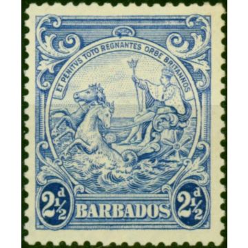 Barbados 1944 2 1/2d Blue SG251bb 'Mark on Central Ornament' Good MM 