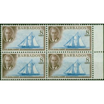 Barbados 1950 8c Bright Blue & Purple-Brown SG276 Fine MNH Block of 4 (2) 