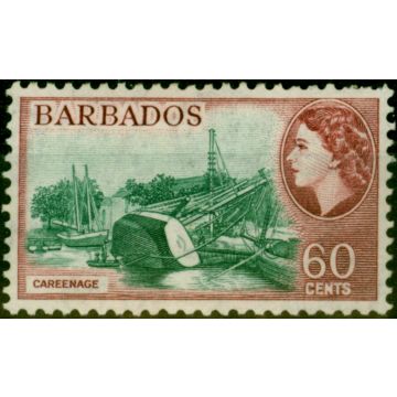 Barbados 1956 60c Blue-Green & Brown-Purple SG299 Fine Mtd Mint