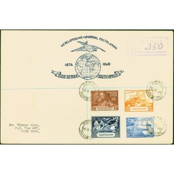 Basutoland 1949 UPU Set of 4 SG38-41 on 1st Day Reg Cover to Cape Town