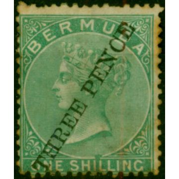 Bermuda 1874 3d on 1s Green SG14 Type 7 Ave MM