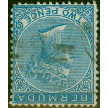 Bermuda 1877 2d Bright Blue SG4w Wmk Inverted Good Used Scarce
