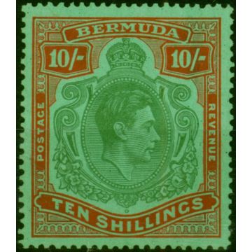 Bermuda 1938 10s Green & Deep Lake-Pale Emerald SG119 Fine MNH