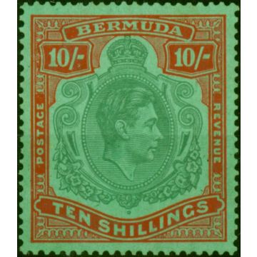 Bermuda 1939 10s Bluish Green & Dp Red-Green SG119a Fine LMM 