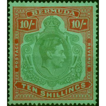 Bermuda 1939 10s Bluish Green & Deep Red-Green SG119a Fine LMM