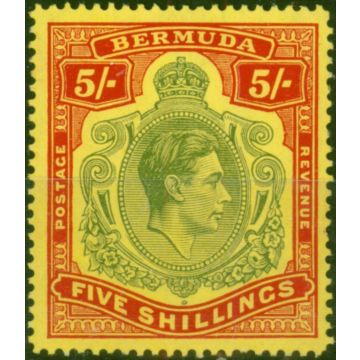 Bermuda 1942 5s Dull Yellow-Green & Red-Yellow SG118b Line Perf 14.25 Fine LMM 