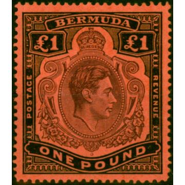 Bermuda 1943 £1 Deep Reddish Purple & Black-Pale Red SG121c Fine MNH 