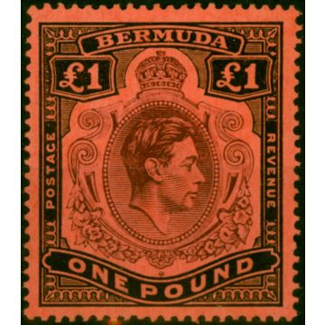 Bermuda 1943 £1 Pale Purple & Black-Pale Red SG121b V.F MNH (2) 