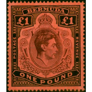 Bermuda 1943 £1 Pale Purple & Black-Pale Red SG121b V.F MNH 