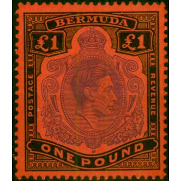 Bermuda 1952 £1 Bright Violet & Black Scarlet SG121e V.F MNH (2)