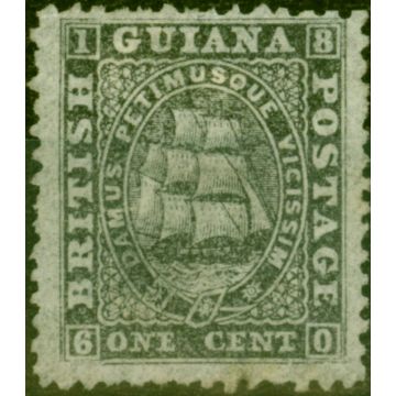 British Guiana 1862 1c Black SG51var on Thinner Pelure Paper Fine Unused 