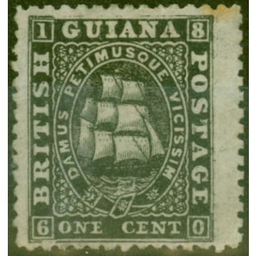 British Guiana 1863 1c Black SG51 Fine Mtd Mint Regummed 