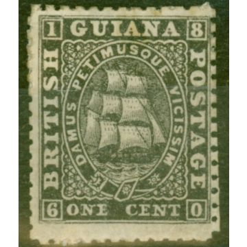 British Guiana 1864 1c Black SG57 P.12.5-13 Good Mtd Mint 