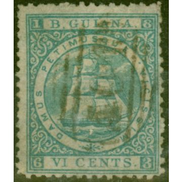 British Guiana 1865 6c Greenish Blue SG70var Stop Before VICISSIM Fine Used 