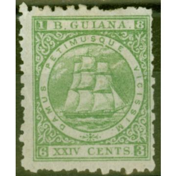 British Guiana 1866 24c Yellow Green SG103 P.10 Fresh & Fresh Mtd Mint Ex- Sir Ron Brierley 