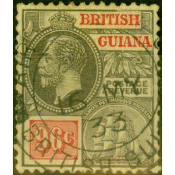 British Guiana 1927 96c Black  Red-Yellow SG282  V.F.U