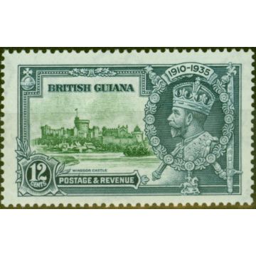 British Guiana 1935 12c Green & Indigo SG303f Diag Line by Turret V.F Mtd Mint 