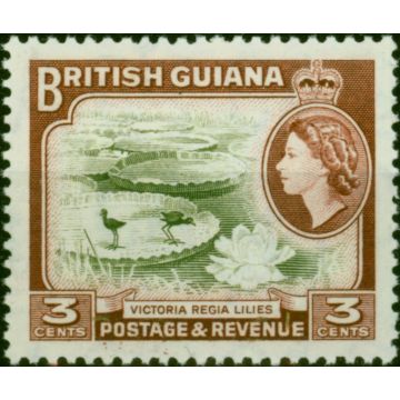 British Guiana 1965 3c Brown-Olive & Red-Brown SG354 V.F MNH 