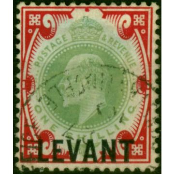 British Levant 1905 1s Dull Green & Carmine SGL10a Chalk Fine Used 