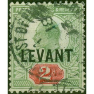 British Levant 1905 2d Pale Grey-Green & Carmine-Red SGL4a Fine Used 
