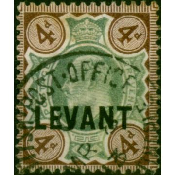 British Levant 1905 4d Green & Chocolate-Brown SGL7 Fine Used 